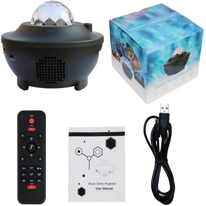 

Starry Sky Galaxy Projector Lamp Usb Remote Control Bluetooth Music Ocean Wave Night Lamp Decoration Bedroom Wall Bedside Lamp