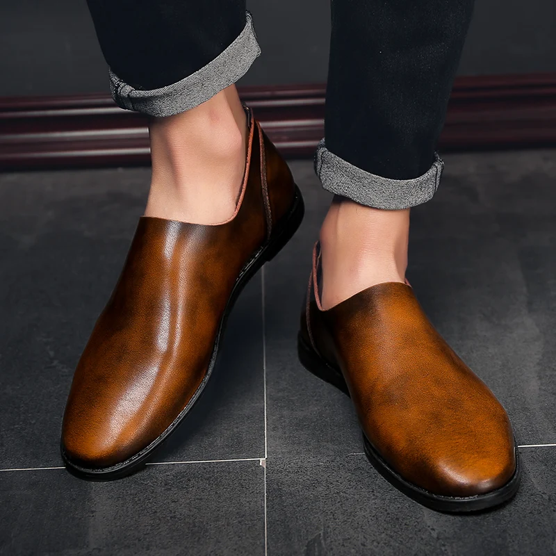 Новинка Обувь в деловом стиле Мужские кожаные лоферы светильник для вождения