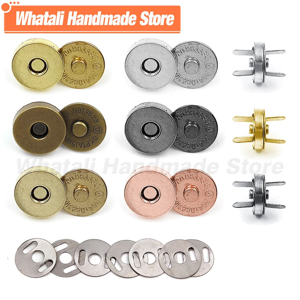 

50sets/lot 14mm 18mm Metal Magnet Button DIY Wallet Craft Bags Snaps Buttons Clasp Fastener Snap Button Sewing Accessories