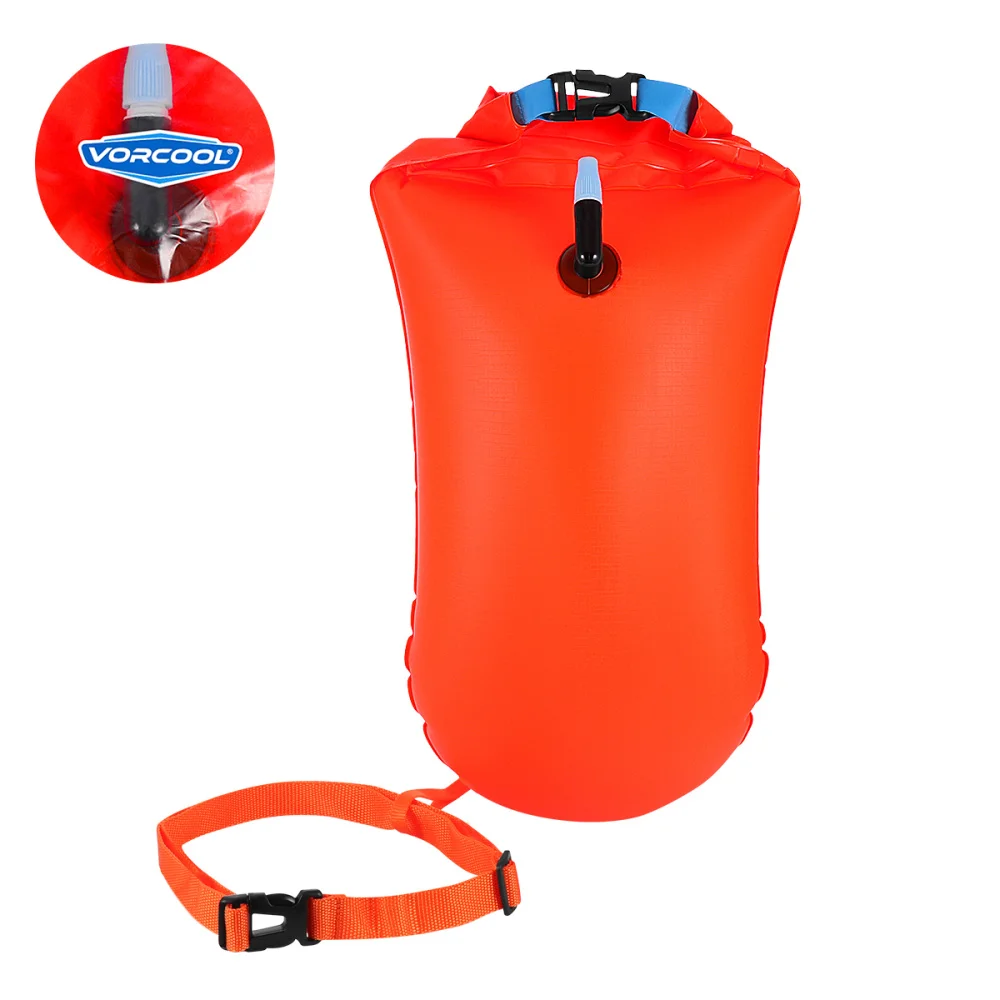 

VORCOOL 1PC Open Water Swim Float Ultralight Safety Float Swiming Bag for Swimmers Triathletes Snorkelers Surfers (Orange)