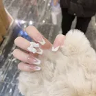 Патчи для ногтей с белым бантом, 24 шт.