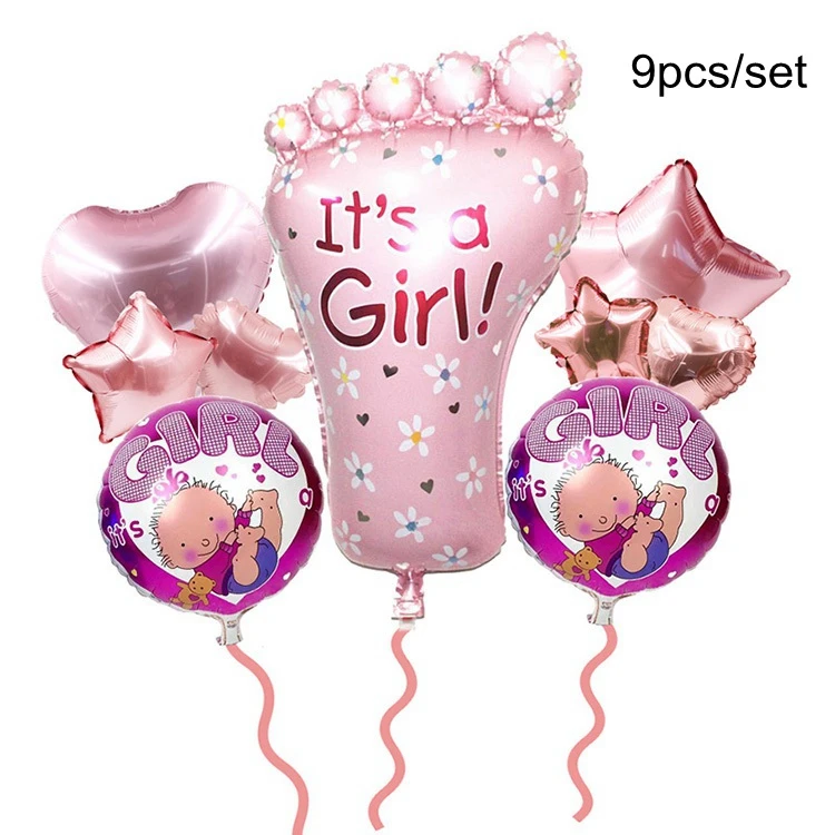 pink 9pcs 1 комплект, Детская душевая кабина для мальчиков и девочек, реквизит для фотосъемки, украшение, Детская фотобудка с изображением пола, вечерние принадлежности для первого мероприятия - Цвет: pink 9pcs