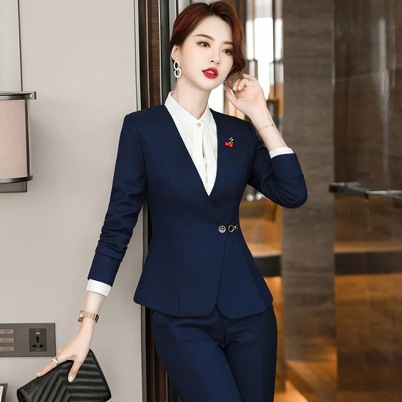 

Весенне-осенняя одежда женская модная Рабочая одежда элегантный маленький костюм облегающая приталенная Рабочая одежда