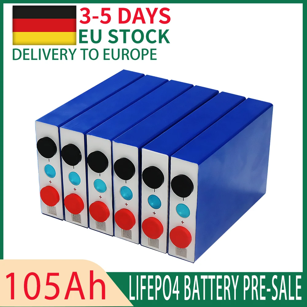 

12 В Lifepo4 105Ah 100% Новый 16 шт. 3,2 в класс A 24 в 48 в аккумулятор DIY RV ячейка и система хранения солнечной энергии ЕС США без пошлин