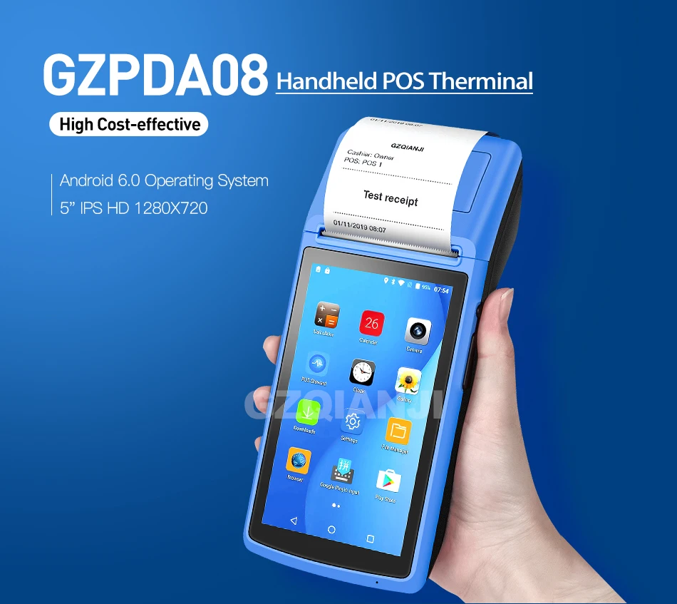Android PDA NFC пос чековый Билл Термальность Wi-Fi Bluetooth мобильный принтер 58 мм Беспроводной портативный терминал PDA, камера для мобильных устройств