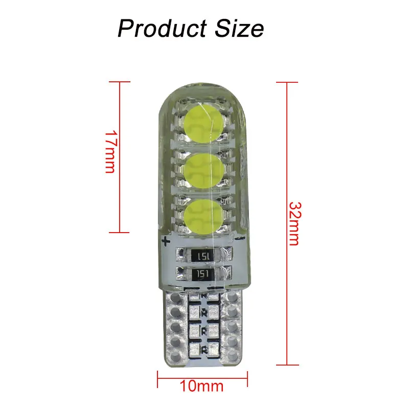Силиконовая Подсветка для салона автомобиля Φ 12V T10 W5W боковая парковочная лампа с