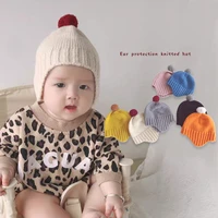 autumn winter baby bomber hat korea fashion kid warm ear protection knit hat toddler beanies children earmuffs wool cap bonnet