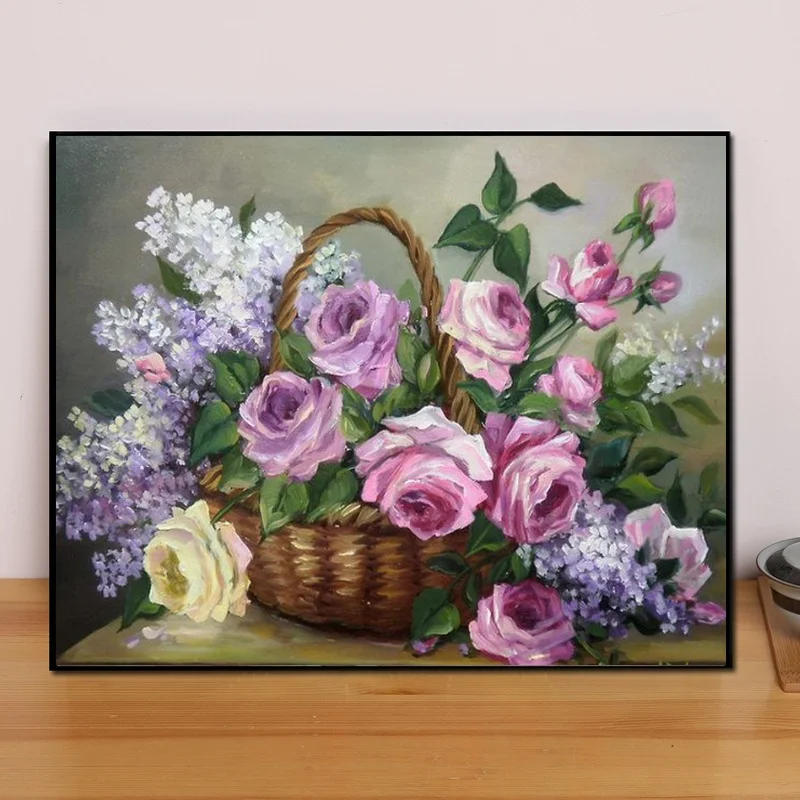 Алмазная живопись с цветами Набор для вышивки полным наполнением | Дом и сад