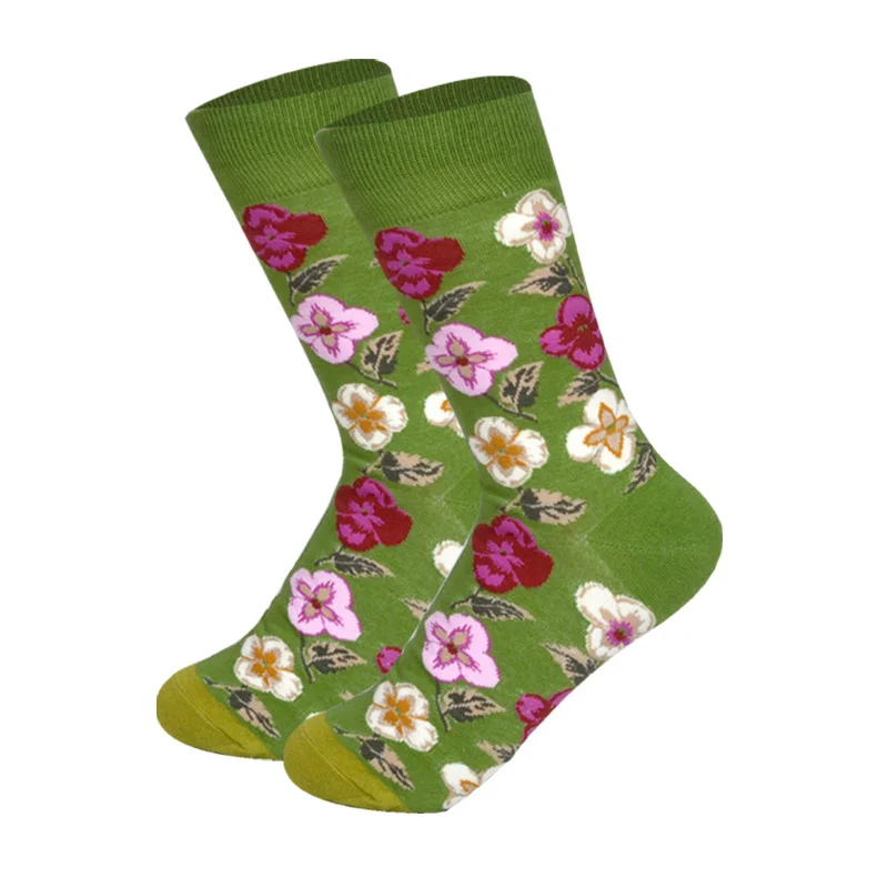 Flower D Lionzone, женские носки, фрукты, цветы, известное искусство, Живопись Ван Гога, уличная одежда, хлопковые носки, забавные подарки - Цвет: Flower D