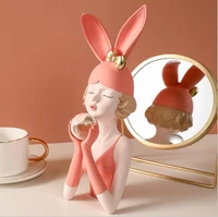 european hand hold feng shui ball bunny girl resin sculpture home livingroom desktop ornaments crafts bookcase table decoration