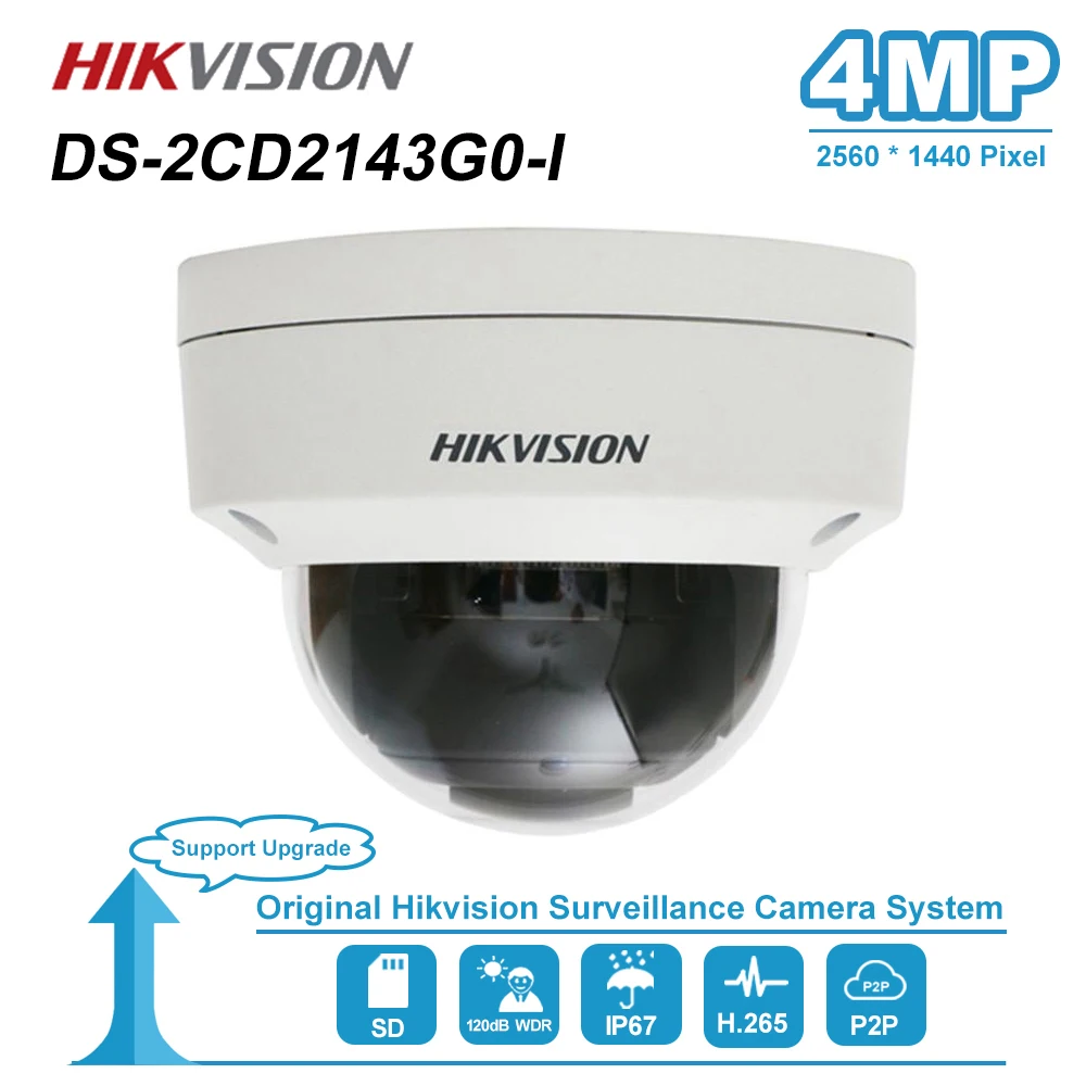 

Original Hikvision DS-2CD2143G0-I 4MP Fixed Lens Dome Network IP Camera Weatherproof IP67 Night Vision IR Distance 30m H.265+