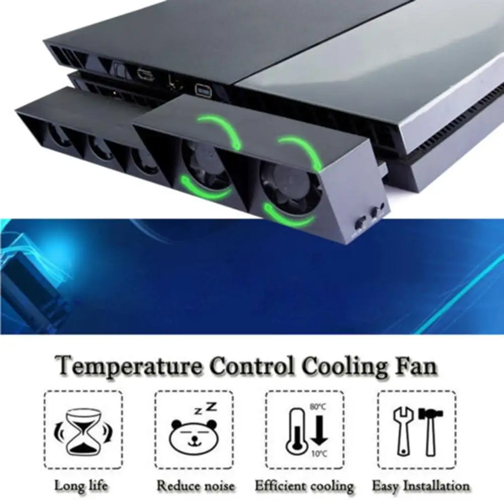 TP4 005 Smart Turbo Контроль температуры USB Вентилятор Cooler 5 для Playstation 4 PS4 излучение