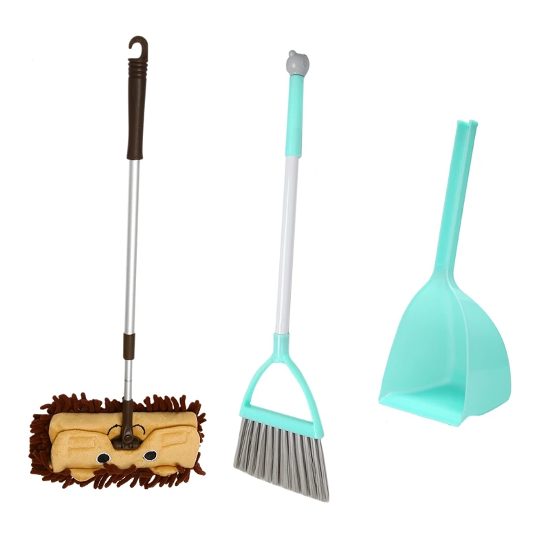 

Mini Housekeeping Cleaning Tools Set for Children,3Pcs Include Complete Adorable Small Mop, Small Broom, Small Dustpan for Kids