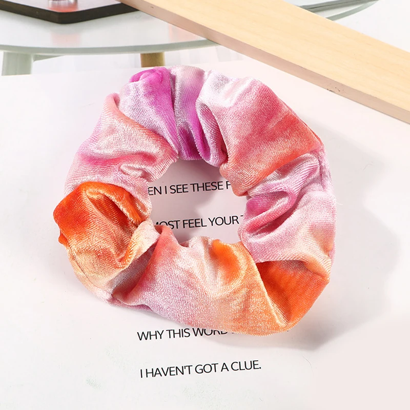 

Velvet Scrunchies Fashion Tie Dye Elastic Hair Bands Women Thick Hair Ties for Women Ponytail Holders Girls Hair Accessories