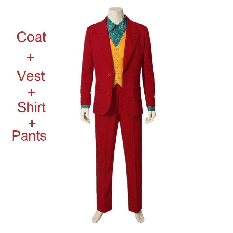 

Movie Costume Joker Joaquin Phoenix Arthur Fleck Cosplay Suits Wigs Halloween Party Cool Uniforms for Adult