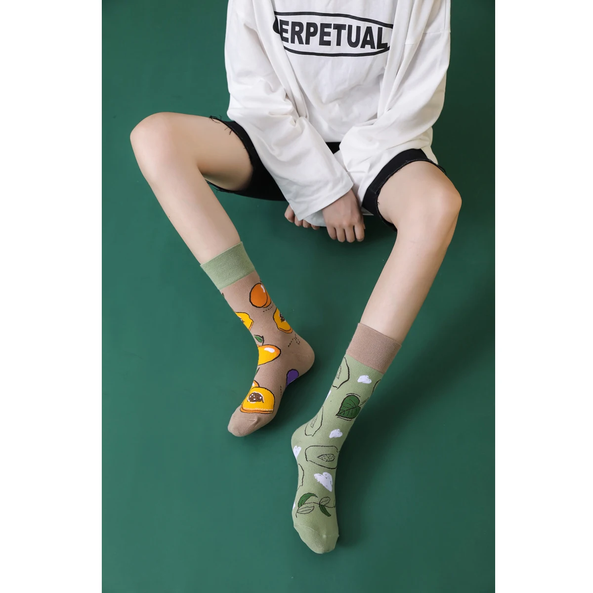2022 Personality Cartoon AB Tide Fruit Flower Sun Moon Sports Long Tube Couple Pure Cotton Socks Creative Men and Women Socks