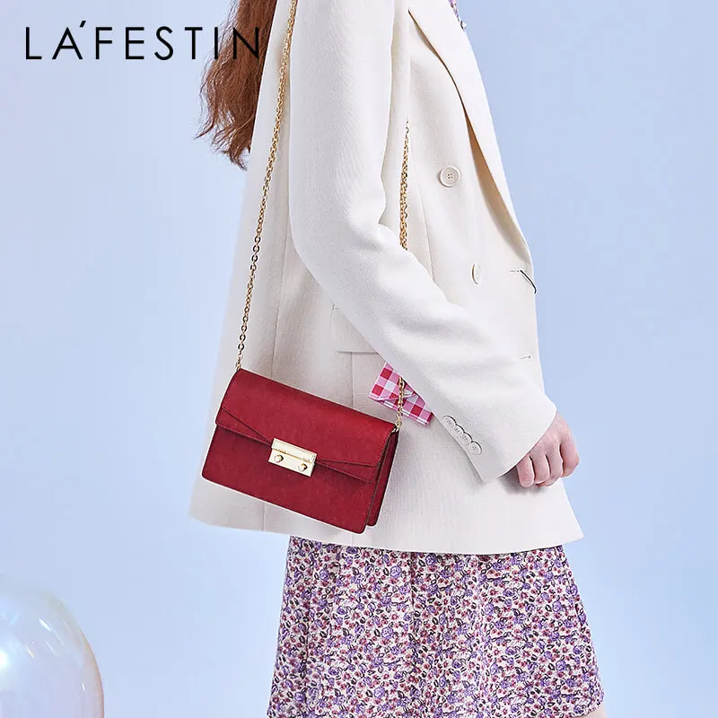 LAFESTIN 2020 Новая модная маленькая квадратная сумка с цепочкой женская кожаная для