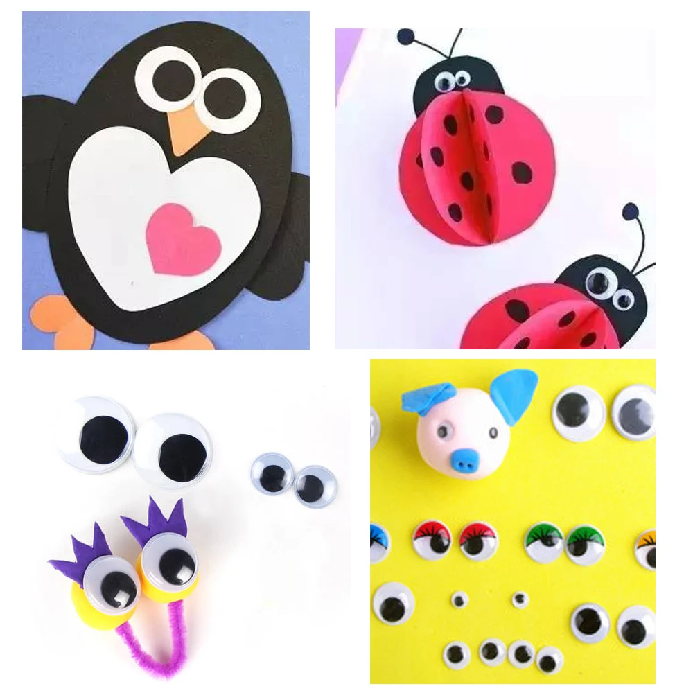 1392pcs DIY Googly Wiggle Eyes Self Adhesive Simulation Animal Eyeball Kindergarten Children Craft Sticker 1Yc23307 | Дом и сад
