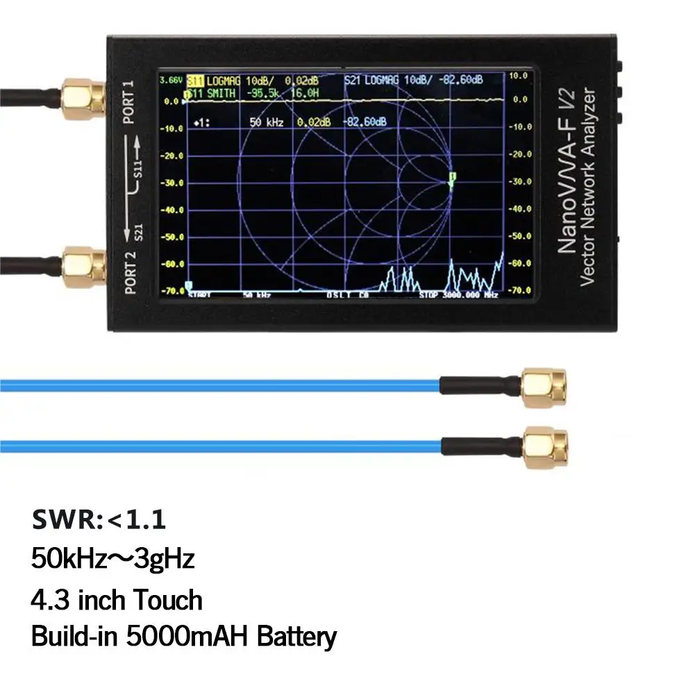 Цифровой анализатор сети 2 8 дюймовый ЖК нано Векторный для векторов MF HF VHF UHF 3G NanoVNA
