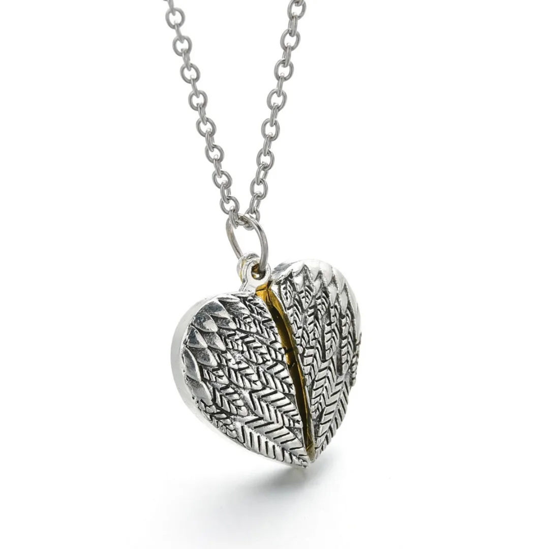 Винтажное ожерелье с подвеской в виде сердца крыльев Ангела длинная цепочка