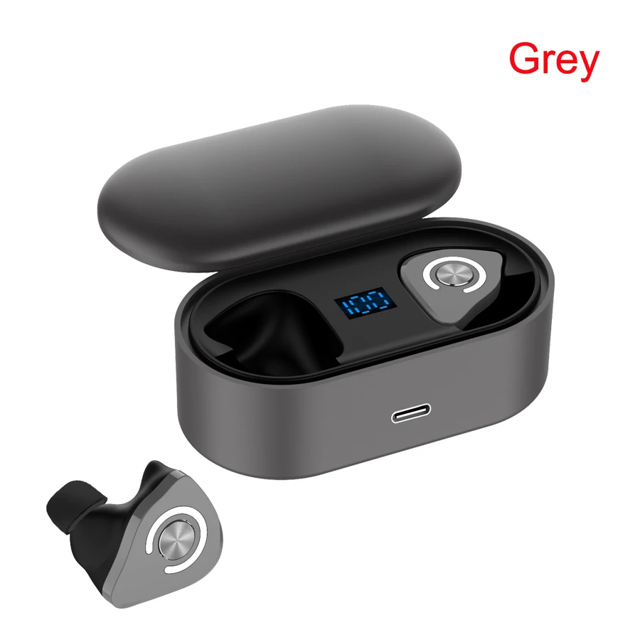 grey TWS Bluetooth 5,0 настоящие Беспроводные наушники с шумоподавлением, Спортивная гарнитура, стерео наушники с микрофоном для мобильного телефона - Цвет: grey