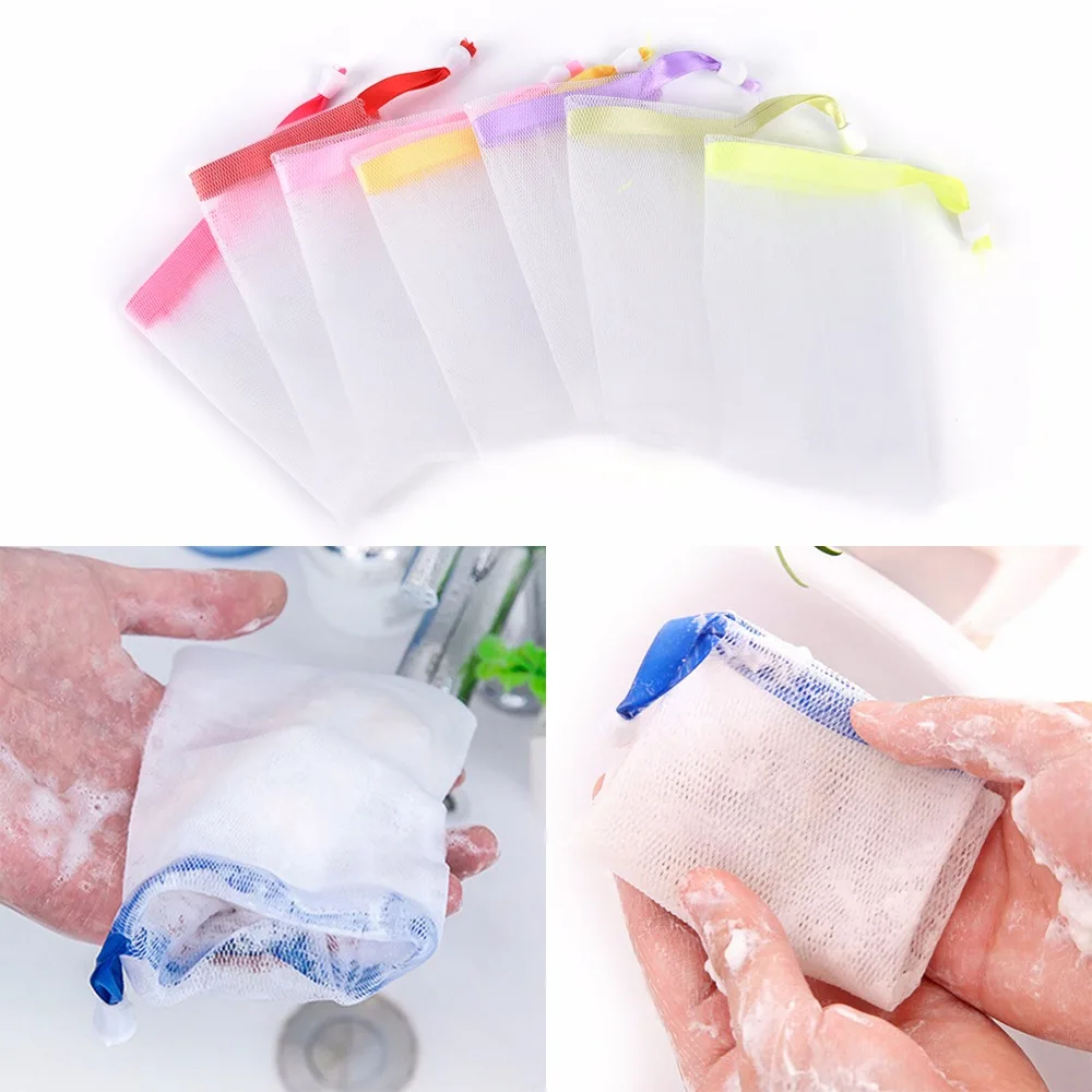 

5 Pcs Hanging Nylon Soap Mesh Bag Foaming Cleaning Mesh Net Cleaning Soap Net Home Bathroom Products Bathe Cleaning Gloves