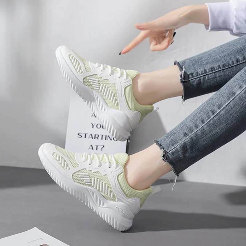

2021 Spring New Sports Women's Shoes Coconut Running Shoes Wild Breathable Single Net Shoes Women Fashion Trend Zapatos De Mujer