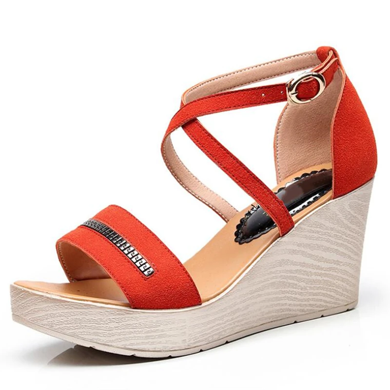 Женские босоножки размера плюс D & Henlu на платформе и каблуке женская обувь лето