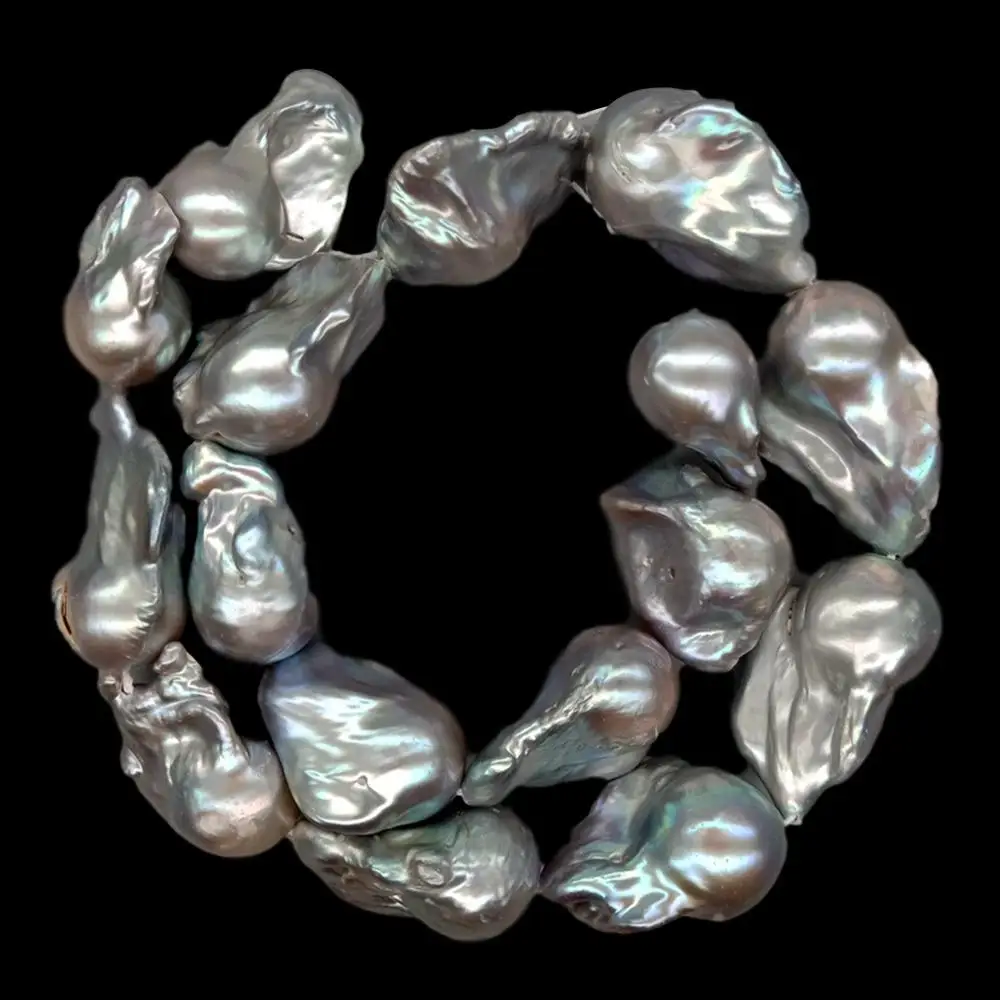 KKGEMS пресноводный серебристо-серый жемчуг Кеши с огненным шаром нерегулярный в