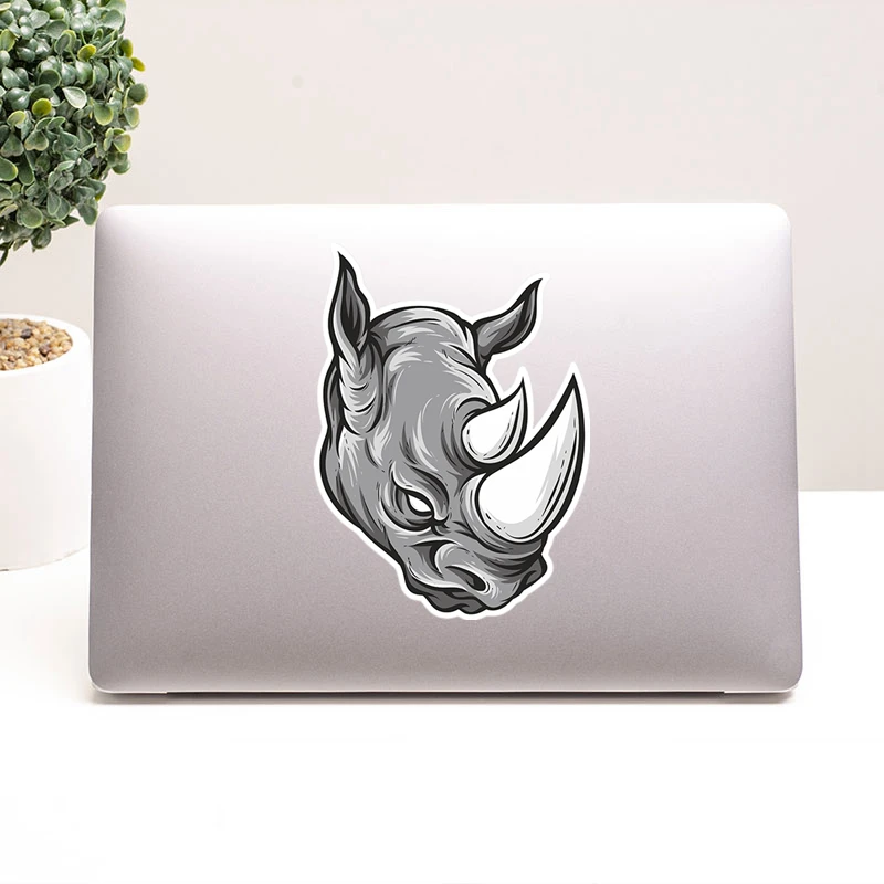 

S40286# Various Sizes PVC Decal Rhinoceros Head Car Sticker Waterproof on Bumper Rear Window Laptop Refrigerator Toilet