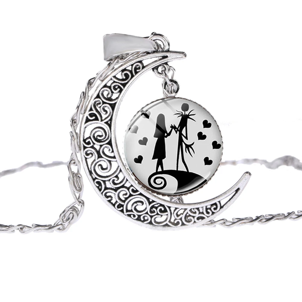Newest The Nightmare Before Christmas Necklace Jack Skellington Sally Gothic Romantic Hollow Moon Pendant Womens Jewelry | Украшения и