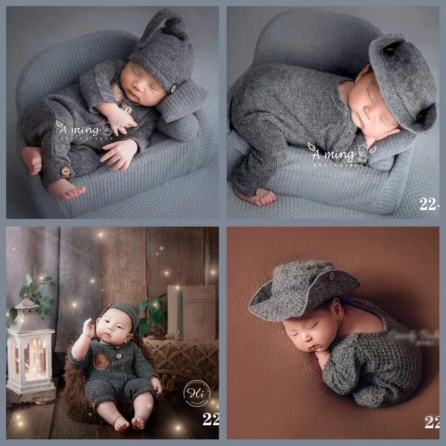 

Newborn Photography Props Costume Baby Boy Clothing Hat Infant Photo Shoot Bodysuit Studio Bebes Accesorios Recien Nacido
