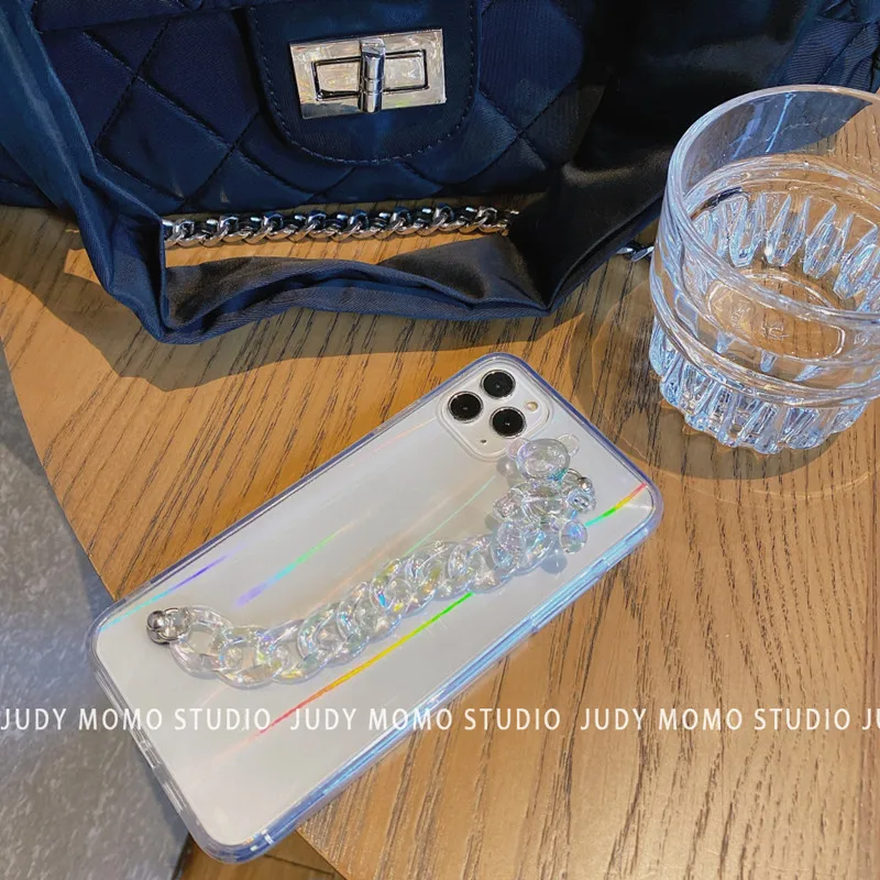 

Clear Soft TPU Phone Case for Huawei Honor 10i 20i 20S 30S Honor 8 V30 Pro 20 30 Lite Lady Bling Rhinestone Bracelet Chain Case