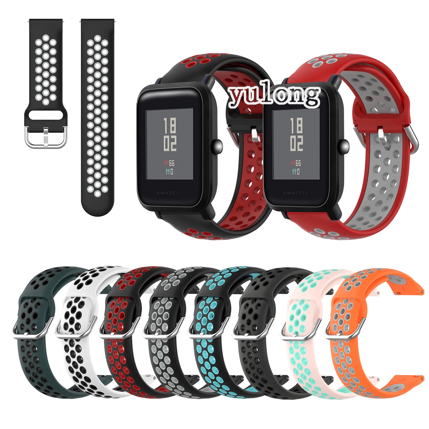 20mm Sport Silicone Breathable Watch Band Strap For Huami Amazfit Bip U S Lite GTS 2 GTS2 mini Neo Smart Watch Wristband 22mm