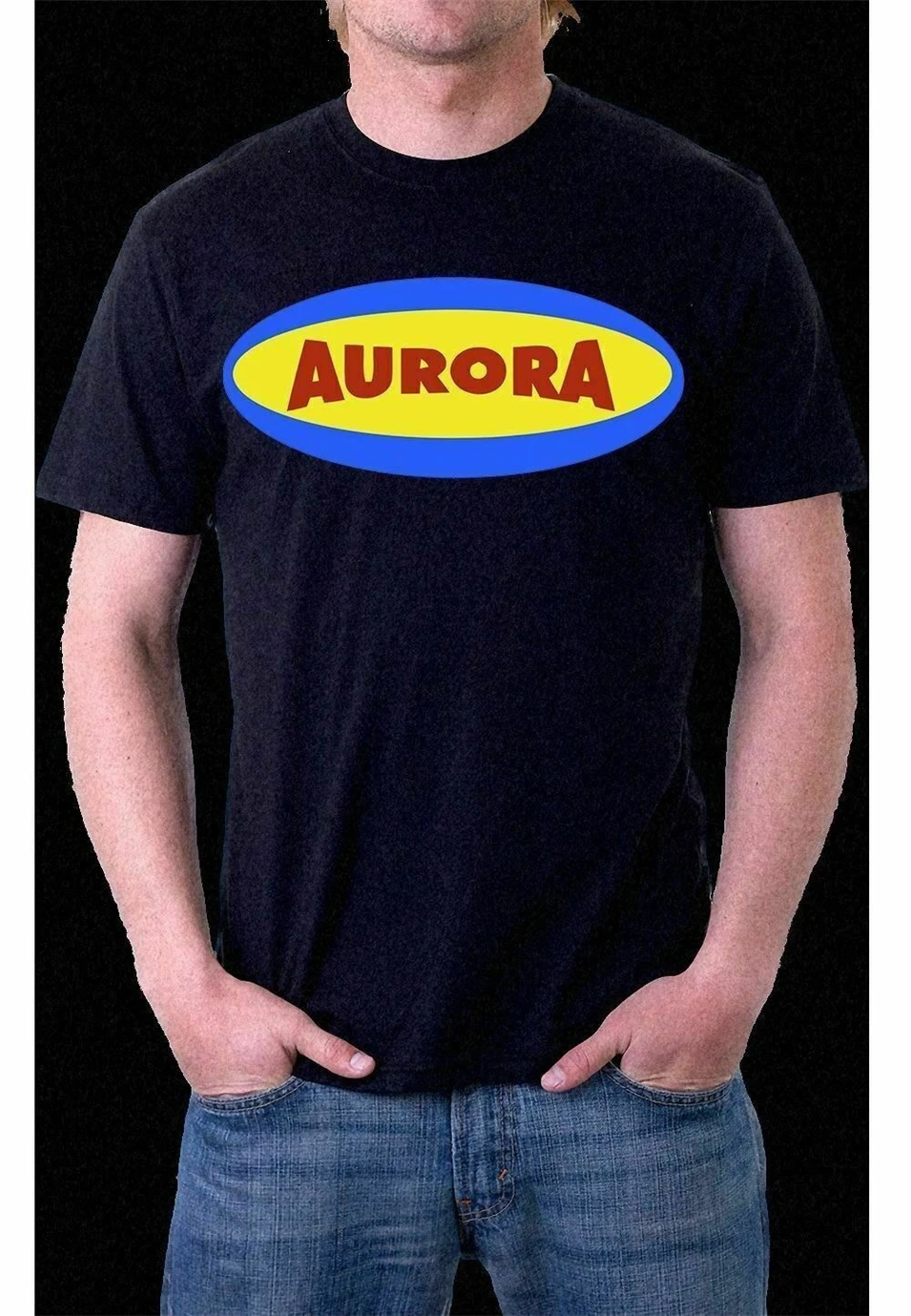 Модель AURORA логотип компании Монстр черная футболка S M L XL XXL XXXL Мужская одежда