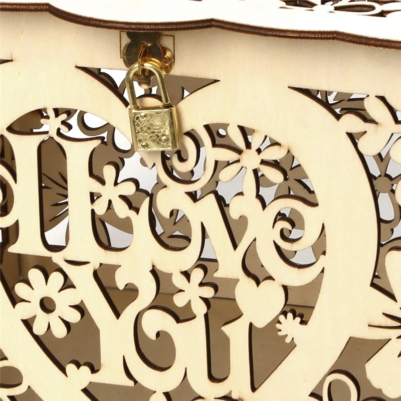 Я люблю тебя Свадебная подарочная коробка с замком деревенская деревянная для