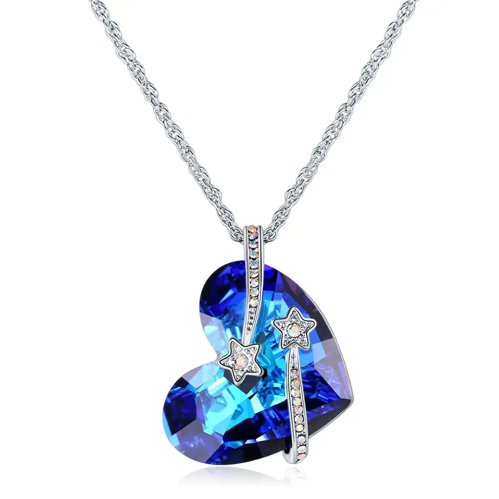 Подвеска в форме сердца моря супер блестящее большое голубое кристаллическое