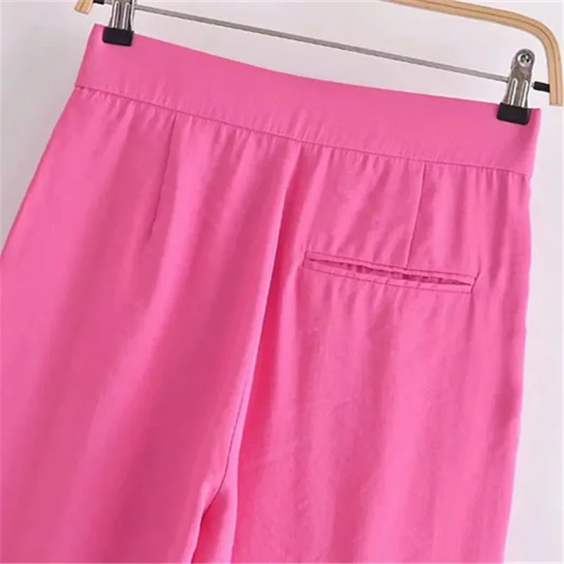 

TRAF Za Women Wide Leg Pant Baggy Pants Woman High Waist Trousers Summer 2021 Fashion Straight Trousers Women's Loose Pants