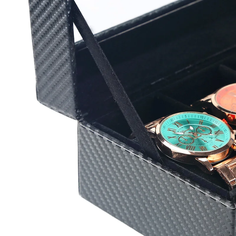 

6-12 Grid Sunglasses Organizer Portable Travel Jewelry Watch Glasses Storage Box Carbon Fiber Eyeglass Wristwatch Display Holder