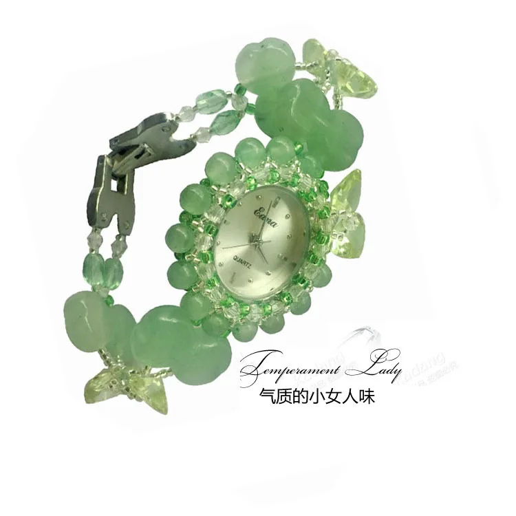 Женские кварцевые часы с нефритовым браслетом фиолетовые | Наручные