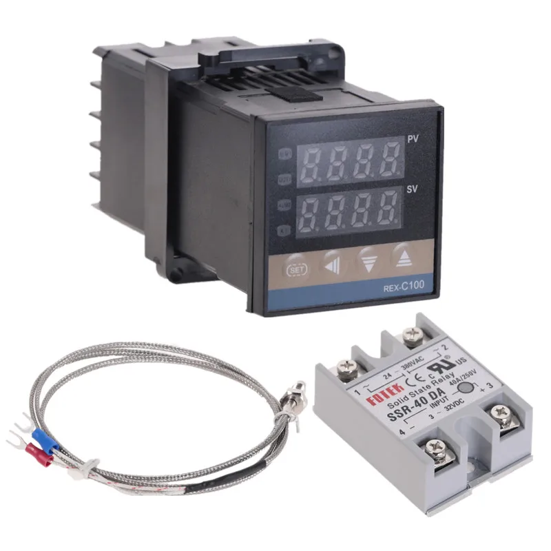 100 240VAC PID REX C100 Температура контроллер диапазон от 0 до 900C SSR40A K регулятор
