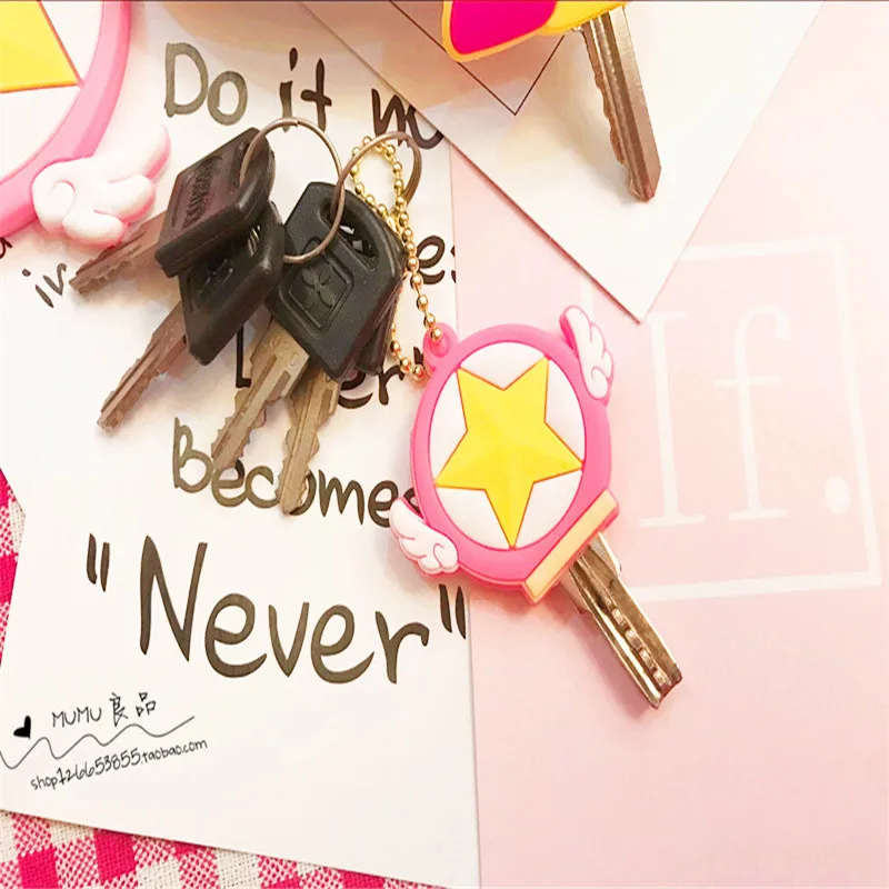Anime Sailor Moon Keychain Cosplay Card Captor Sakura Keyring Girls Keychains Rubber Key Pendant Protective Case | Тематическая