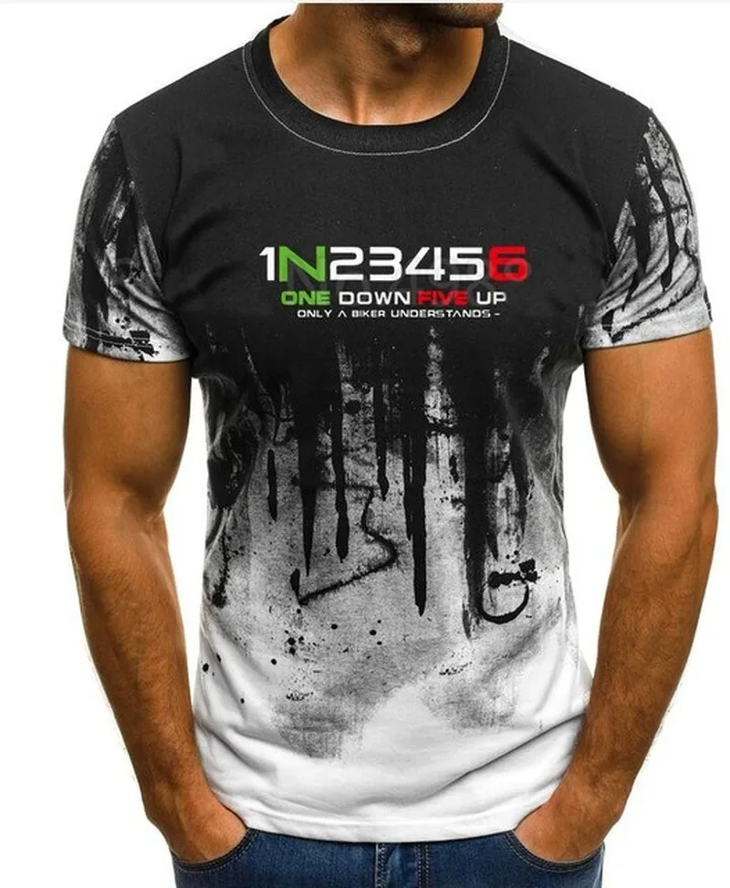 

2021 Men Clothing Fashion Short Sleeve Tshirt Hip Hop 1N23456 Funny Printed Motorcycle Cotton Funny splash-ink Printed T Shirt