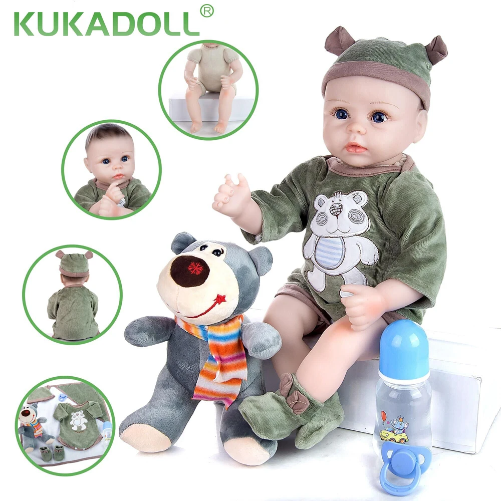 

KUKADOLL Realistic Newborn Boy Doll 18 Inch 46 CM Soft Cloth Body Reborn Baby Doll Play Toys For Kids Birthday Accompany Present