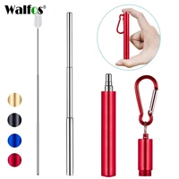 walfos stainless steel telescopic drinking straw portable straw for travel reusable collapsible metal drinking straw with brush