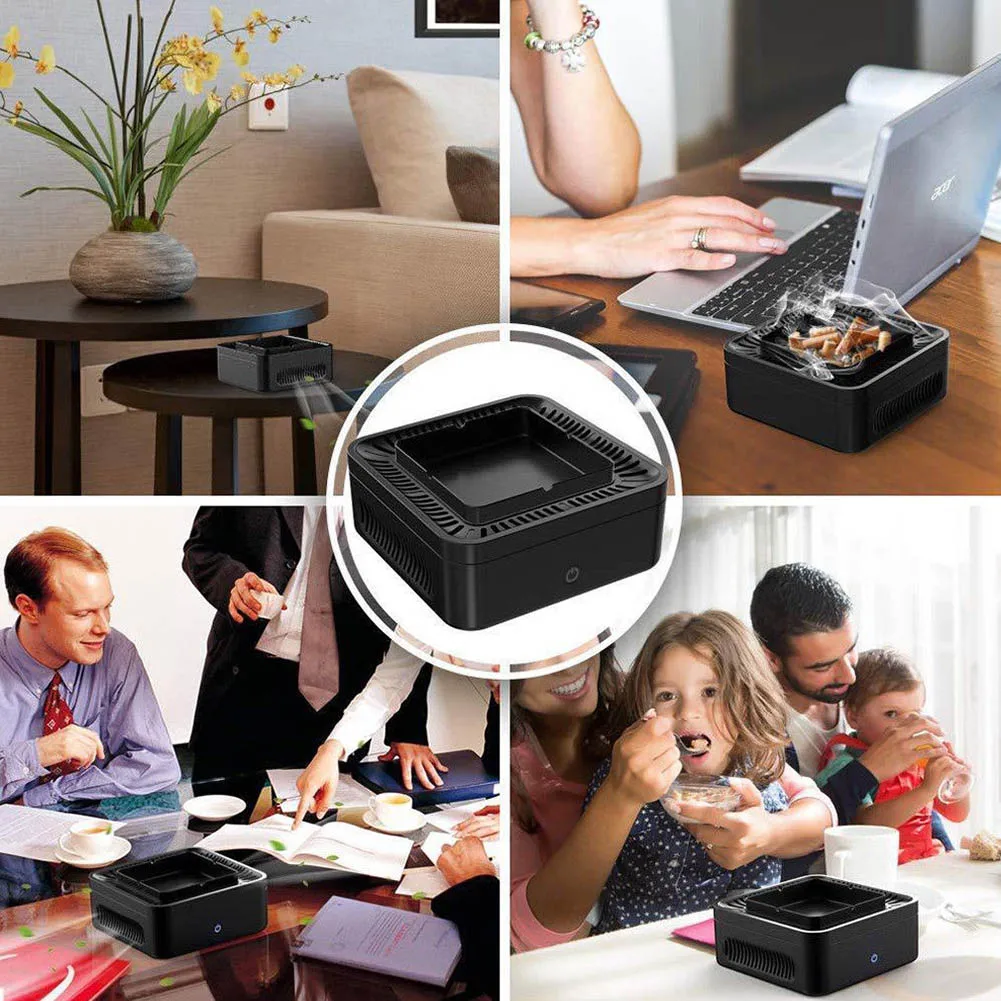 

USB Rechargeable Smokeless Ashtray Secondhand Smoke Air Filter Purifier for Home Office Car CANQ889