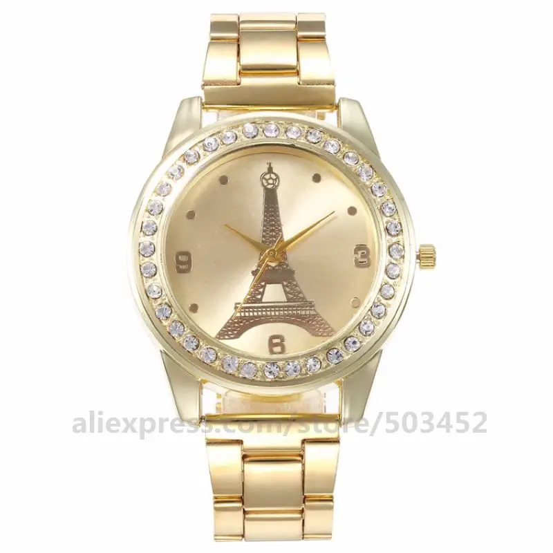 100 шт/партия без логотипа Эйфелева башня пятнистый стальной ремень часы