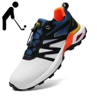 Мужская обувь для гольфа, дышащая Спортивная обувь для тренировок, нескользящая удобная спортивная обувь для гольфа на открытом воздухе, оранжевая, белая спортивная обувь