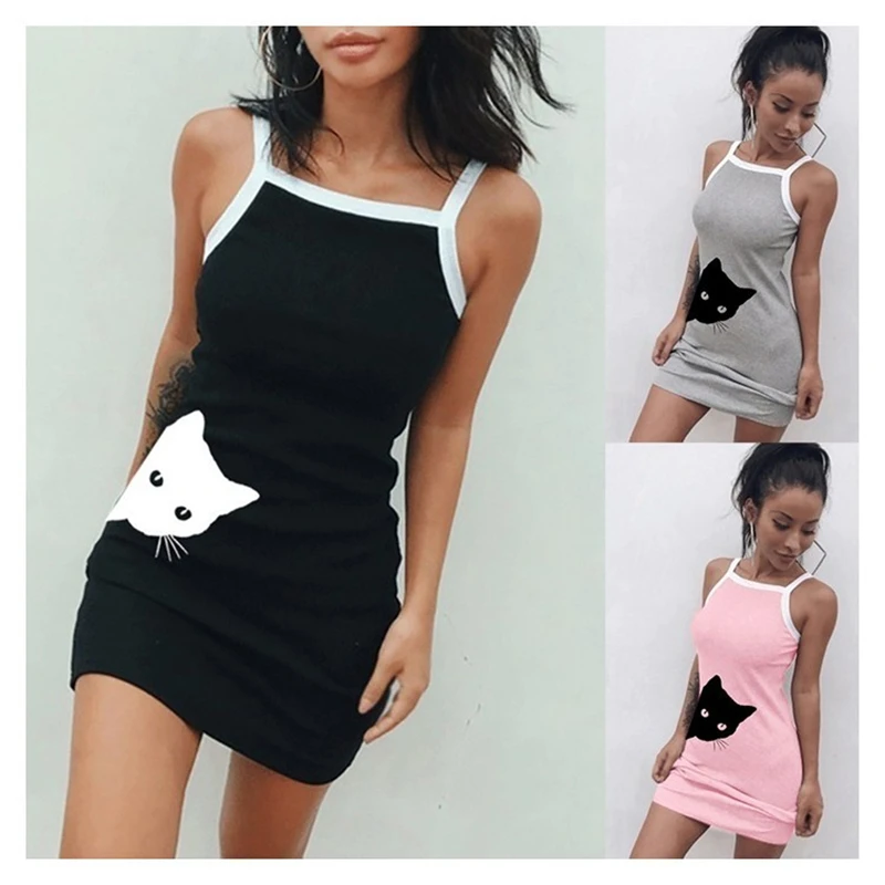 Женская ночная рубашка без рукавов мини-ночная большого размера с мультяшным