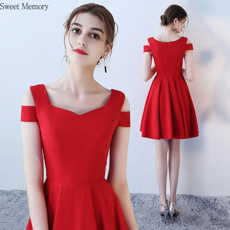 

Summer Women Elegant Blue White Black Wine Red Prom Dresses Graduation Vestidos De Festa 5 Colors Robe Sweet Memory